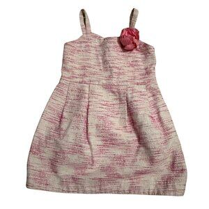Girls Janie & Jack Pink Textured Sleeveless Dress W/ Flower Accent Size 3